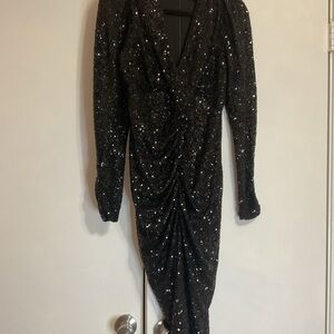 Gibson Latimer Black Sequin Long Sleeve Dress